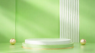 绿色简约产品展示台背景
