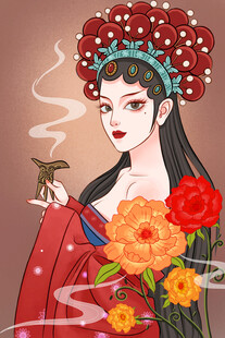 古风戏曲美人持花赏蝶