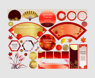 中式红色系古风装饰素材