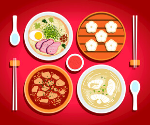 中式美食拼盘展示