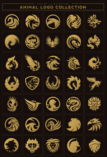 金色动物标志图案集合