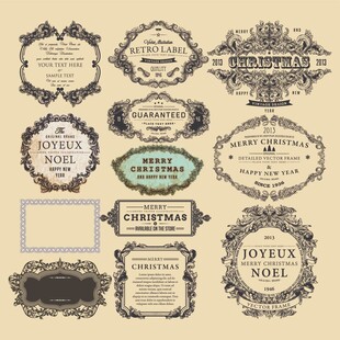 复古精美装饰性标签集合