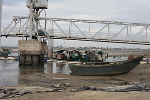 江边码头船只停靠景象