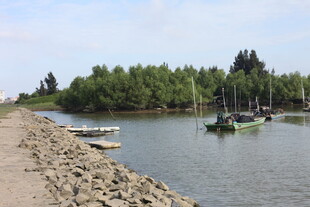 宁静河畔停泊的船只