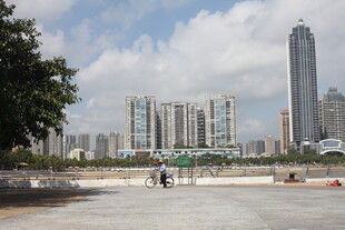 城市广场与远处高楼景观