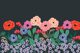 手绘多彩花卉图案