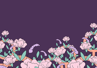 紫色花卉边框装饰图案