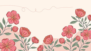 粉色花卉边框图案设计