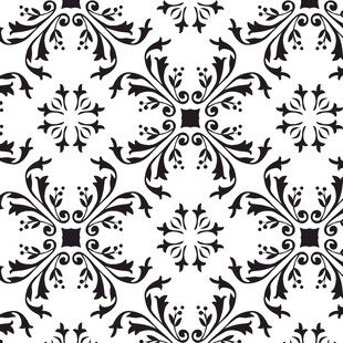 黑白花卉几何图案纹理