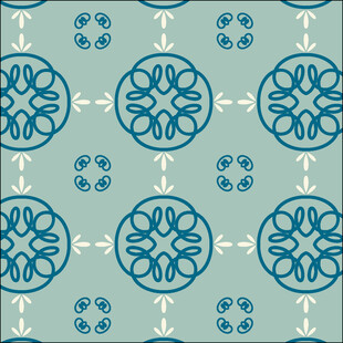 蓝白花卉几何图案纹理