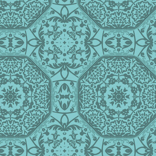 蓝绿色复古花纹图案
