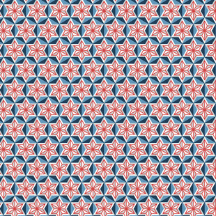 蓝粉几何花卉无缝图案