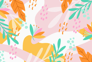 多彩植物动物图案插画