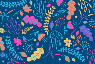 多彩花卉植物图案背景