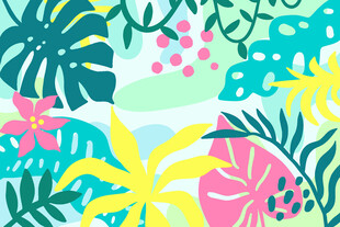 热带植物缤纷插画背景