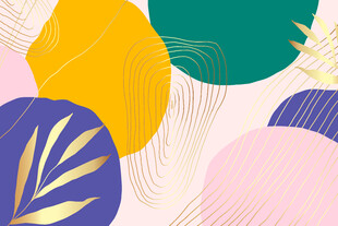 多彩几何叶片装饰图案