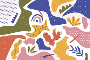 抽象多彩植物几何图案