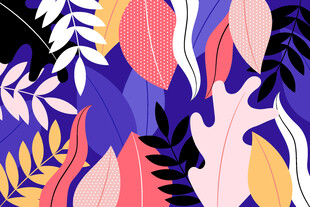 多彩抽象植物叶片图案