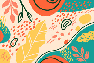 多彩手绘风植物图案背景