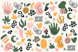 多彩手绘植物图案背景