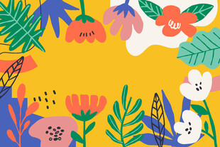 缤纷花卉插画背景图