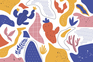 多彩海洋生物插画图案