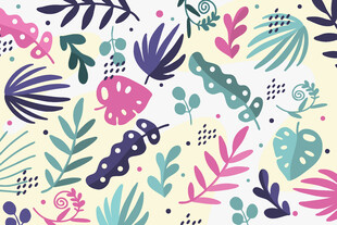 多彩植物图案背景