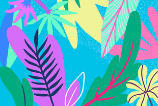 热带多彩植物插画