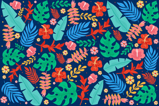 热带花卉植物图案背景