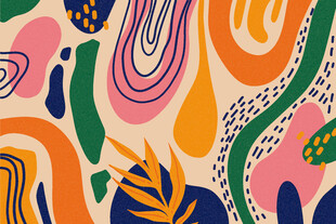 抽象多彩几何植物图案