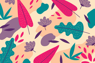 多彩植物图案背景