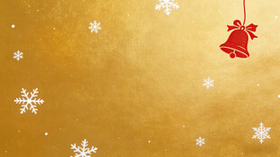 金色背景上的圣诞铃铛雪花