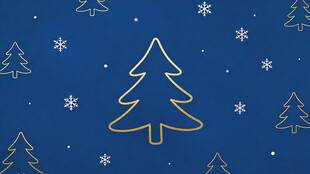 蓝色背景上的简约圣诞树