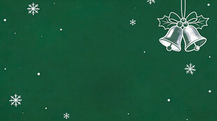 绿色背景上的圣诞铃铛装饰