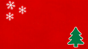 红色背景上的圣诞树与雪花