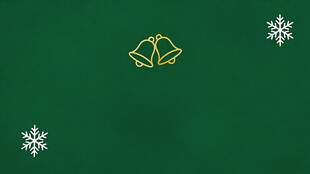 绿色背景上的铃铛与雪花