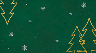 绿色背景上的金色圣诞树