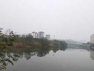 湖畔城市静谧水乡景