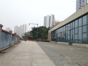 城市空旷步道与现代建筑