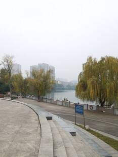 秋日河畔步道风景