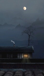 月夜下的静谧小屋