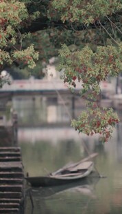 江南水乡小船静谧景致