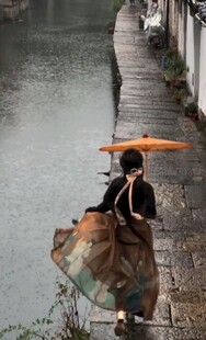 撑伞独行的背篓人