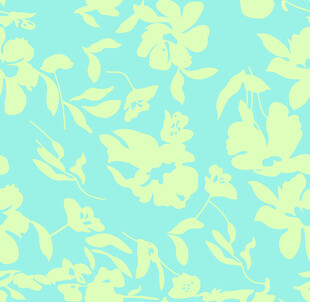 淡蓝底黄绿花卉图案
