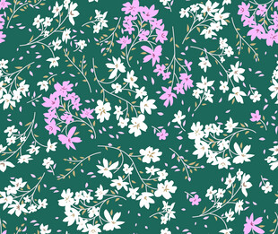 绿色底花卉图案纹理