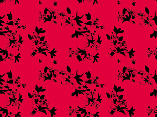 红色底黑色花卉图案纹理