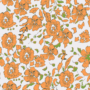 橙色花卉图案背景纹理