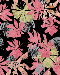 粉色绿叶花卉图案背景