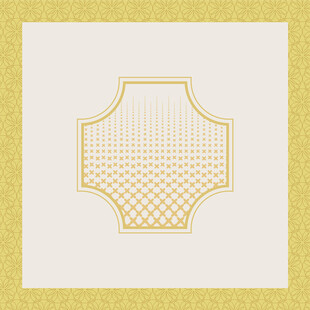 复古几何线条装饰图案方巾丝巾