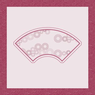 酒红色仿古新中扇形花纹图案设计